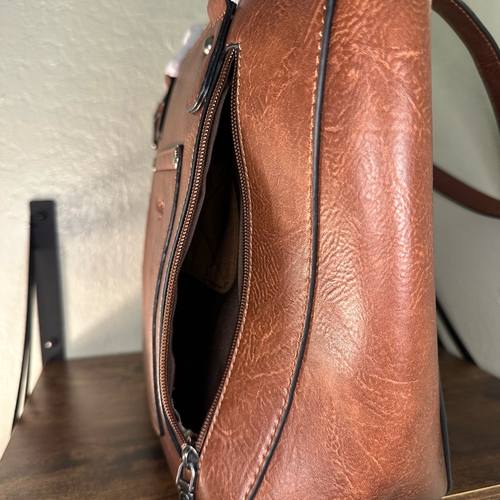 Wrangler Studded Brown Faux Leather Tote Bag - Picture 4 of 9